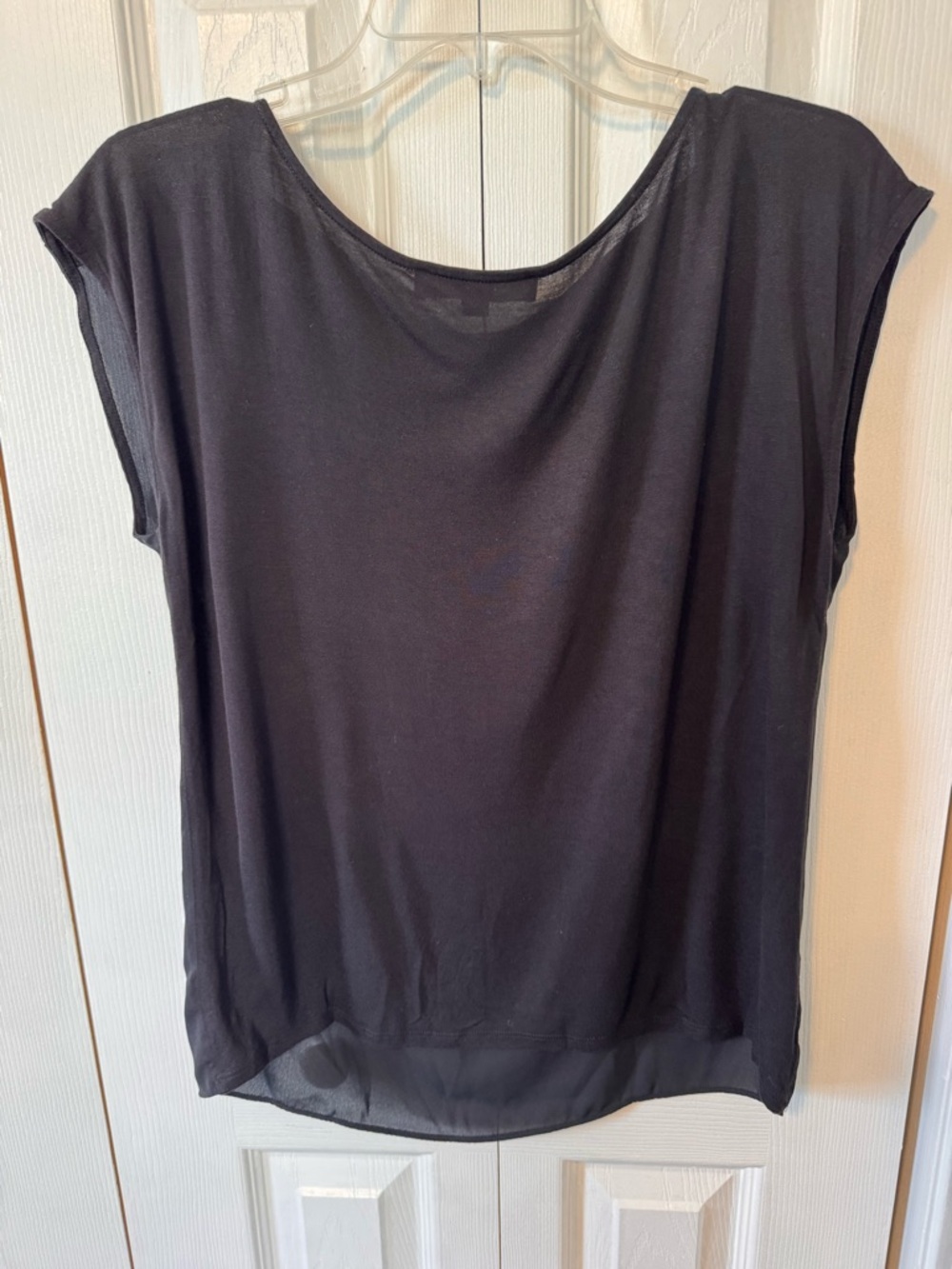 2 Loft Short Sleeve Sheer Tops Sz Small Oversized Navy Yellow Flowers &All Black - Picture 13 of 15
